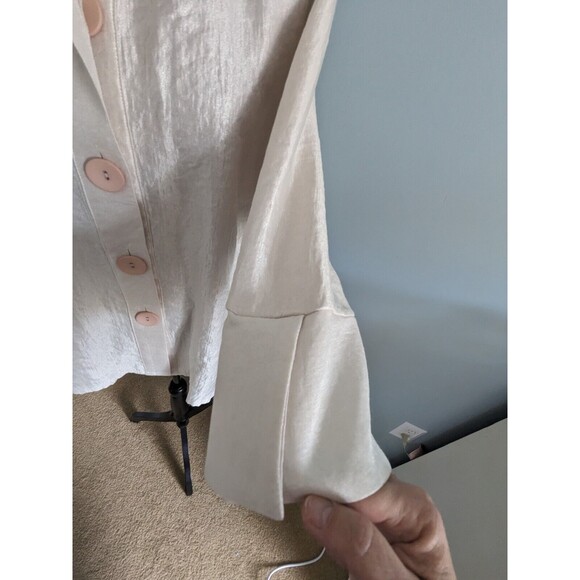 Talk of the Walk Jacket Womens XL Bell Sleeve Cream Frill Collar Retro Glam NEW - Picture 8 of 16